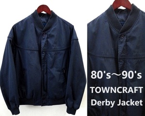 80's～90's ヴィンテージ/TOWNCRAFT:タウンクラフト/Derby Jacket/カップショルダー ダービージャケット/ネイビー/Msize/ブルゾン
