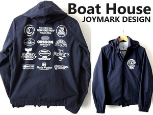 JOYMARK DESIGN/Boat House:ボートハウス/フード付き ロゴプリント コットン×ナイロン コーチジャケット/ブルゾン/紺/XS/ジャンパー