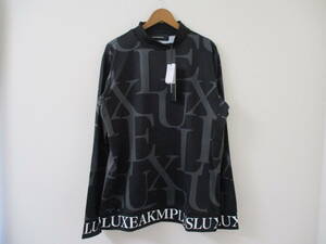 ☆LUXE AKM PLUS/リュクスエイケイエムプラス☆未使用 総柄ロゴモックネック長袖Tシャツ サイズ：XXL ゴルフ スポーツ ジム トレーニング