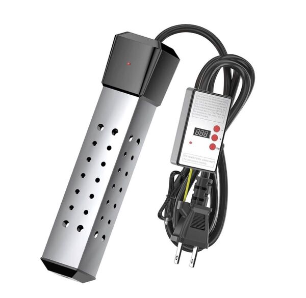 投げ込みヒーター 1500W ポータブルバケットヒーター 浸水給湯器 (日本語マニュアル付き)