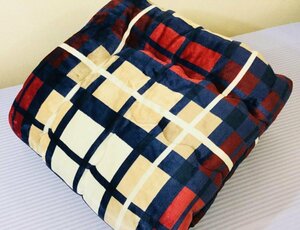 * half-price!! large liquidation!! kotatsu light .. futon * square /190x190.* lavatory OK!* navy blue series * check pattern 