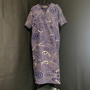 SANBI HOUSE WEAR M コート ワンピース 生地 刺し子 リメイク 素材 ハンドメイド 古布 型染め 絣 手作り パッチワーク カスリ かすり(9287)