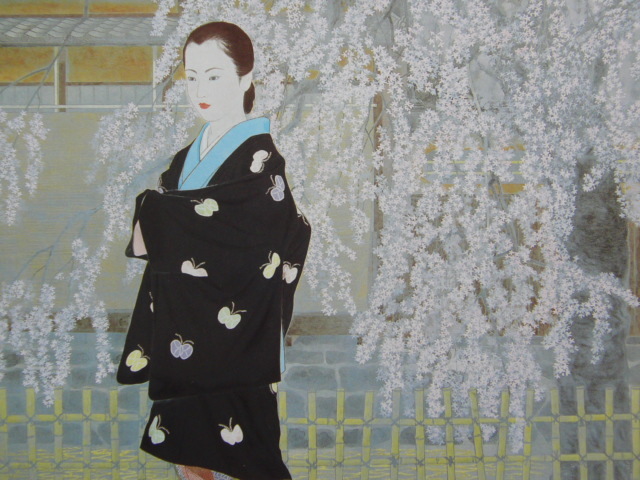 Yasuaki Hori, [Hanayeri], From a rare collection of framing art, Beauty products, New frame included, interior, spring, cherry blossoms, Japanese painter, Painting, Oil painting, Portraits