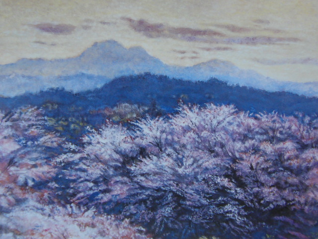 Takehisa Shimura, [Spring mountain sunset], From a rare collection of framing art, Beauty products, New frame included, interior, spring, cherry blossoms, Japanese painter, Painting, Oil painting, Nature, Landscape painting