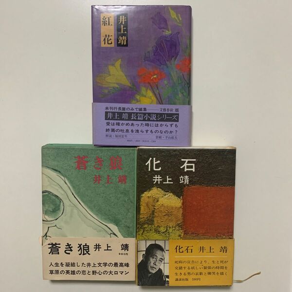 【長編小説 まとめ売り】井上靖 「紅花」「化石」「蒼き狼」箱カバー