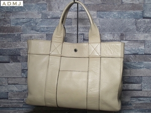 ADMJ accessory sowa Logo bo tan leather tote bag handbag ivory silver metal fittings e-ti- M J 