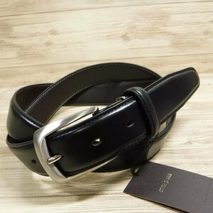 V795 コムサメン COMME CA MEN 日本製新品 黒 艶感 牛革 スムースレザーベルト オンオフ兼用 ビジネスベルト ブラック