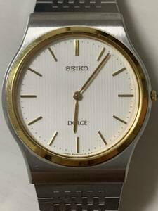 SEIKOセイコー 本物 DOLCEドルチェ ゴールドベゼル8N40-6090 メンズ腕時計 稼働品