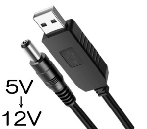 USB 昇圧ケーブル 送料無料 USB‐DC USB5v-DC12v 5.5-2.1mm 5v‐12v（昇圧コード USB ‐ DC 変換ケーブル 昇圧モジュール