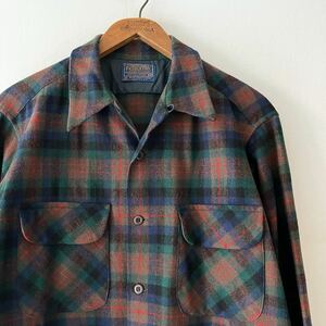 70s PENDLETON チェック ループカラー ウール ボート シャツ M USA製 ビンテージ 70年代 ペンドルトン 開襟 オリジナル ヴィンテージ