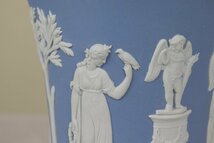 ウェッジウッド　ジャスパー　花瓶　ペールブルー　フラワーベース　WEDGWOOD　イギリス　ヴィンテージ　た207_画像7