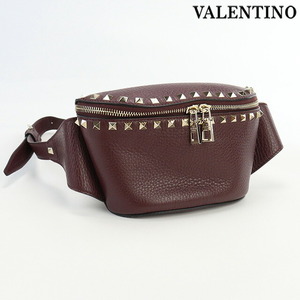  used Valentino body bag unisex brand VALENTINO lock studs belt bag leather RW2B0D15VSL Brown 