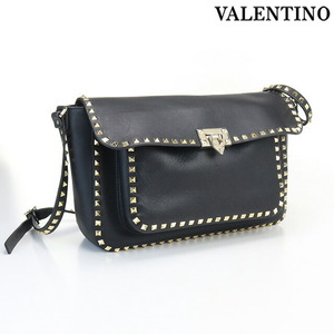  used Valentino diagonal .. shoulder bag unisex brand VALENTINO lock studs shoulder bag leather 