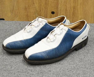 US本革仕様！FootJoy フットジョイ MyJoys ICON BOA ホワイト/ブルー ゴルフスパイク