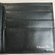 Christian Dior クリスチャン ディオール レザー 黒 ブラック 二つ折り財布 メンズ ブランド品_画像7