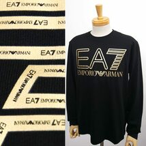 [新品]EA7 エンポリオ アルマーニ【M (日本L)】国内正規品 ゴールドロゴ 長袖Tシャツ ロゴの中にも小さなロゴ 定価15400円【送料185円】_画像4