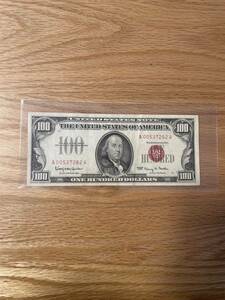 アメリカ ドル紙幣 1966年 100ドル札 レッドシール