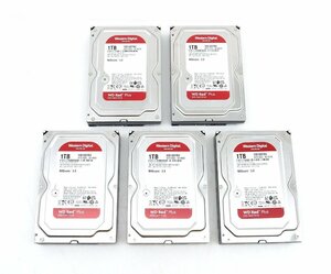 【5本セット】Western Digital WD Red Plus WD10EFRX 1TB 3.5インチ NAS用 SATA HDD Crystal Disk Infoにて正常動作確認済み