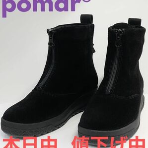 黒25cm幅広ブーツ未使用 新品pomar ポマール耐寒ノルデック ショートブーツ羊毛ゴアテックス起毛スエード冷え性の方 防寒 