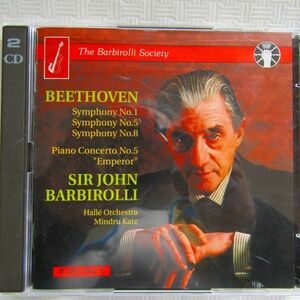 【独2CD】バルビローリ＆ハレo.「ベートーヴェン：交響曲第1,5,8番/ピアノ協奏曲第5番『皇帝』/レオノーラ/エグモント」1947～1959年