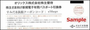 ◆03-02◆すみだ水族館 年間パスポート引換券 2枚set-B◆