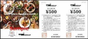 ◆06-20◆WDI 株主優待券 (ご優待お食事券500円) 20枚set-A◆