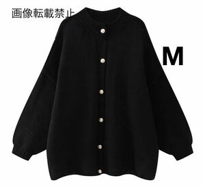 black vintage ヴィンテージ レトロ ニット カーディガン トップス Mサイズ レディース★ZARA 好きな方に★2024 S/S 早春新作 新品未使用★