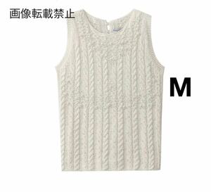 vintage ヴィンテージ レトロ パール ケーブル編み ノースリーブ ニット セーター トップス Mサイズ レディース★ZARA 好きな方に★新品