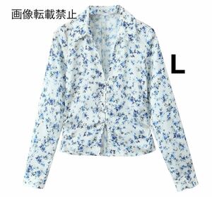 vintage ヴィンテージ レトロ フラワー 花柄 シャツ ブラウス トップス Lサイズ レディース★ZARA 好きな方に★2024 S/S 早春新作 新品★