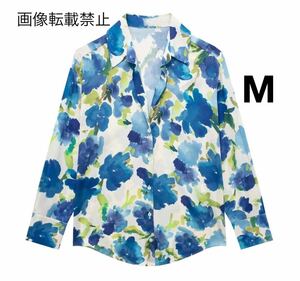 vintage ヴィンテージ レトロ フラワー 花柄 シャツ ブラウス トップス Mサイズ レディース★ZARA 好きな方に★2024 早春新作 新品未使用★