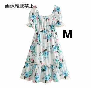 vintage ヴィンテージ レトロ フラワー 花柄 ワンピース Mサイズ レディース★ZARA 好きな方に★2024 S/S 早春新作 新品未使用★