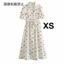 vintage ヴィンテージ レトロ バタフライ 蝶 柄 ハート ロング ワンピース XSサイズ レディース★ZARA 好きな方に★2024 早春新作 新品★_画像1