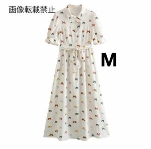 vintage ヴィンテージ レトロ バタフライ 蝶 柄 ハート ロング ワンピース Mサイズ レディース★ZARA 好きな方に★2024 早春新作 新品★