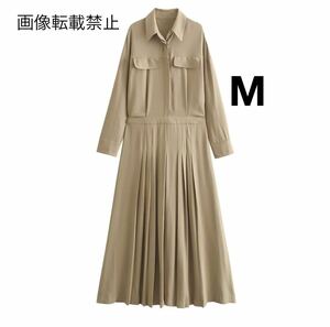 vintage ヴィンテージ レトロ ロング シャツワンピース Mサイズ レディース★ZARA 好きな方に★2024 S/S 早春新作 新品未使用★