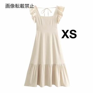 vintage ヴィンテージ レトロ フリル ノースリーブ ワンピース XSサイズ レディース★ZARA 好きな方に★2024 S/S 早春新作 新品未使用★