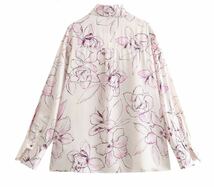 vintage ヴィンテージ レトロ フラワー 花柄 シャツ ブラウス トップス Mサイズ レディース★ZARA 好きな方に★2024 早春新作 新品未使用★_画像2