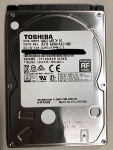 使用時間 1398時間 正常 TOSHIBA MQ01ABD100 1000GB 1TB n20240210-5