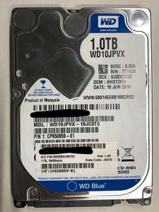 使用時間 6177時間 正常 WDC WD10JPVX-16JC3T3 1000GB 1TB n20240215-9