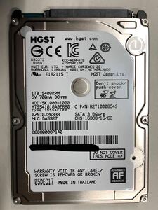 使用時間 2844時間 正常 HGST HTS541010A9E680 1000GB 1TB n20240229-4