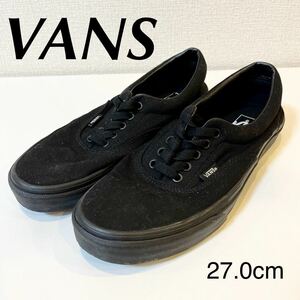 VANSバンズ ERA エラ スニーカー 靴 黒 無地 シンプル 定番 人気 カジュアル 通学 通勤 キャンバス生地 メンズ　27.0cm【TAA-104】