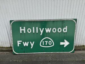 1円スタート☆特大 70s hollywood fwy 170 sign/ヴィンテージ カリフォルニア フリーウェイ 看板/ハリウッド/ロードサイン/アメリカ