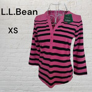 L.L.Bean エルエルビーン　ボーダー　ピンク　Tシャツ　XS　七分袖