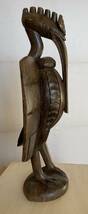 アフリカ　コートジボアール　セヌフォ族の木彫り神鳥像　送料込_画像2