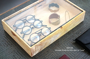 新品☆ウッド&スチール製☆ウッデンボックスLサイズ　WOODEN BOXガラス木製Lウッドボックス収納ディスプレイケースdetailショーケースglass
