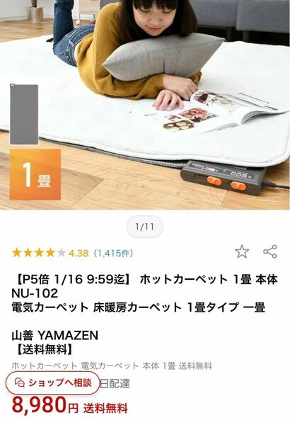 山善 YAMAZEN 電気カーペット 1畳