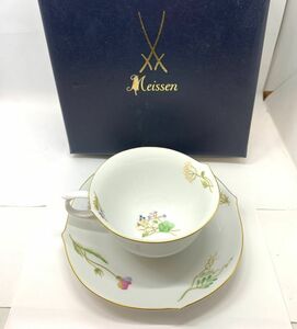 Meissen マイセン フローラ カップ＆ソーサー 1客 花柄 金彩 ティー カップ プレート S-3