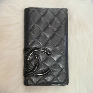 1円~☆CHANEL シャネル ココマーク カンボンライン レザー 長財布 ウォレット ブラック ピンク(管197245/60)同梱不可★自己紹介文必読