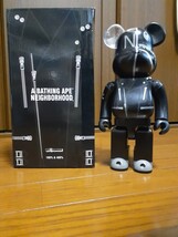 ☆ジャンク【貴重レア商品】BE@RBRICK A BATHING APE SHARK NEIGHBORHOOD 400%　BLACK☆_画像1