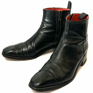 即決★英国製 MEN'S BIGI★26cm レザーサイドジップブーツ メンズビギ メンズ 8 黒 本革 イギリス製 本皮 パンクロック ヒール