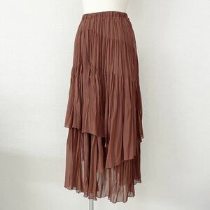 ◯ 38A13 Diagram ダイアグラム プリーツギャザースカート 36 ワインレッド ボトムス pleats skirt ロングスカート ロング ウエストゴム